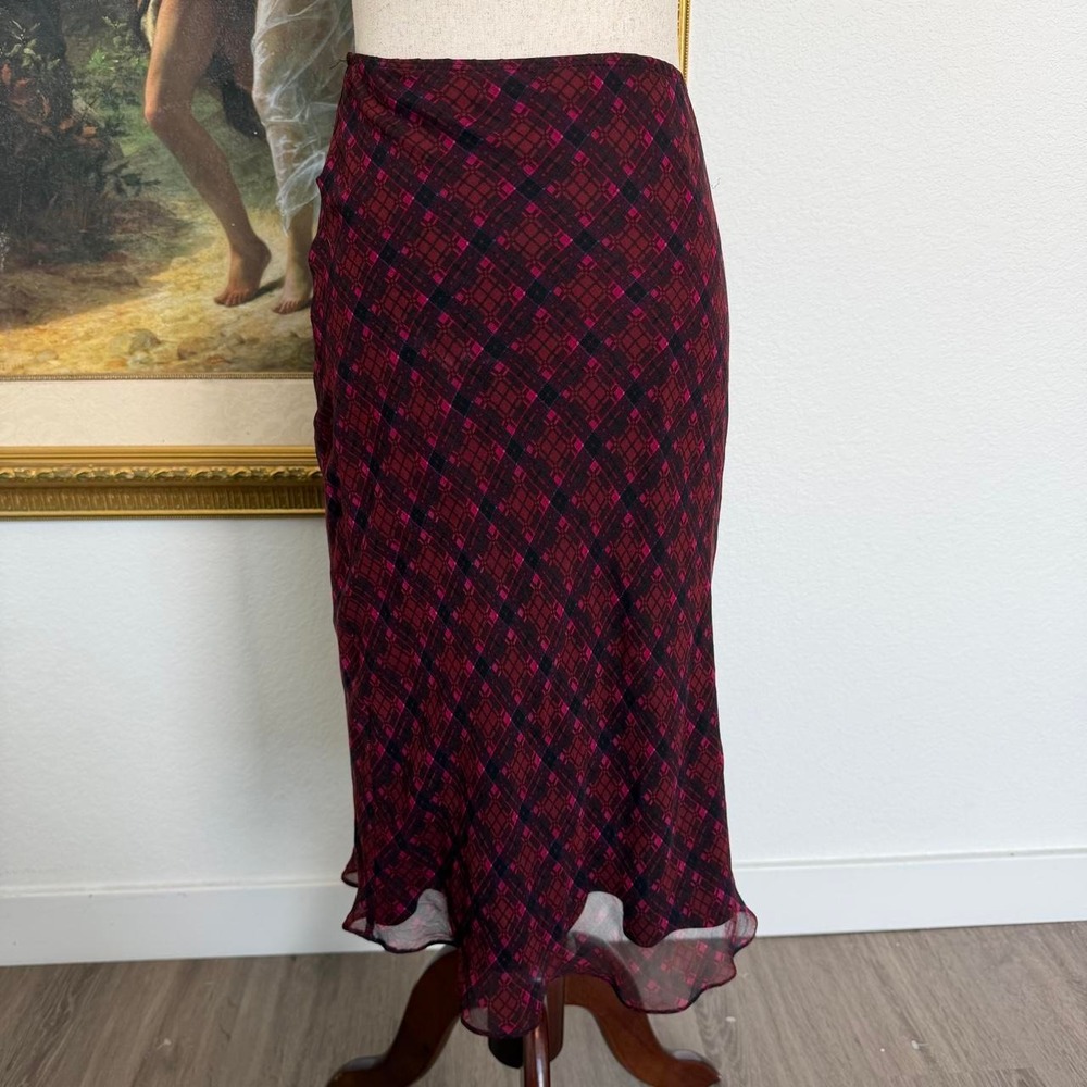 Vintage Betsey Johnson Black Label Silk Argyle Midi Skirt